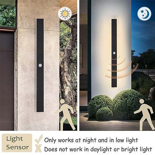 ANKBOY 120CM Wandleuchte Aussen Bewegungsmelder Lange Außenleuchte mit Bewegungsmelder Außen Modern Schwarze Aussenleuchte Wand Außenwandleuchte LED Wasserdicht für Gärten Garage, 38W/4000K Naturweiß – Bild 7