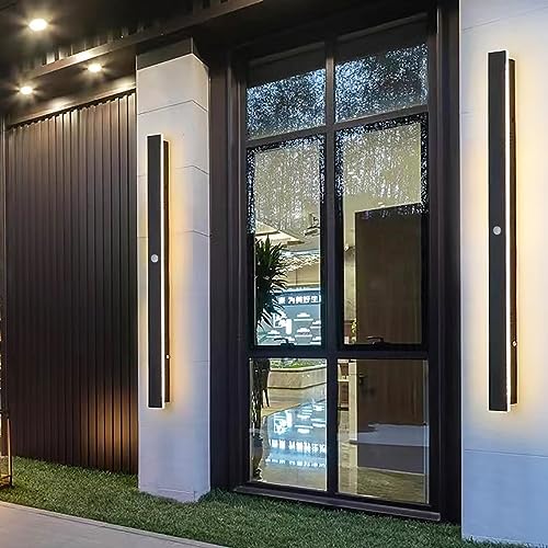 ANKBOY 120CM Wandleuchte Aussen Bewegungsmelder Lange Außenleuchte mit Bewegungsmelder Außen Modern Schwarze Aussenleuchte Wand Außenwandleuchte LED Wasserdicht für Gärten Garage, 38W/4000K Naturweiß – Bild 8