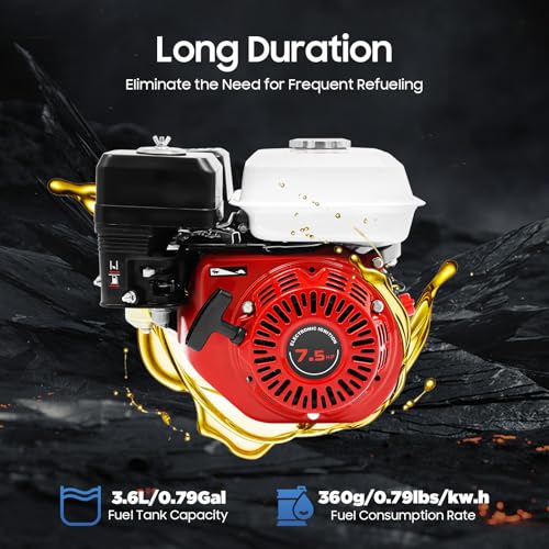 Generator, 3000W 7.5HP Tragbarer Gasmotor Stromerzeuger, 4-Takt-Motor Benzinbetriebener Mehrzweckmotor, Notstromaggregat für Landwirtschaftliche Geräte, Wasserpumpen, Rüttler, Generatoren – Bild 6