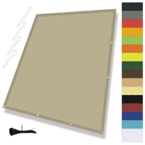 MENGH Stoff für Sonnensegel,Balkonbespannung mit ösen,Wasserdicht markisenstoff,Terrasse überdachung Balkon Zaunblende SichtschutzDeko für Balkongeländer, Terrasse & Garten Khaki 1.6x3.6m
