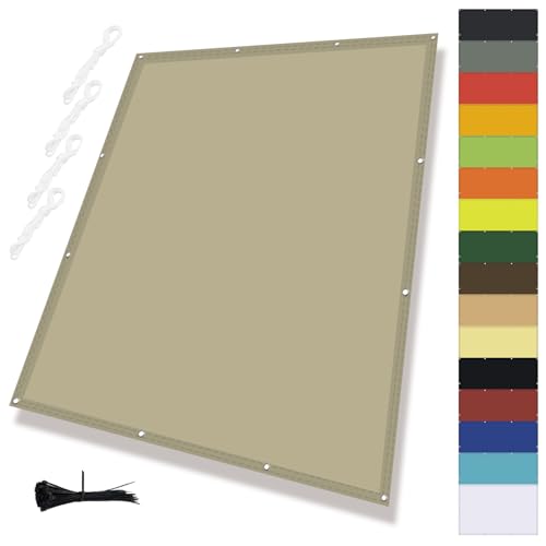 MENGH Stoff für Sonnensegel,Balkonbespannung mit ösen,Wasserdicht markisenstoff,Terrasse überdachung Balkon Zaunblende SichtschutzDeko für Balkongeländer, Terrasse & Garten Khaki 1.6x3.6m