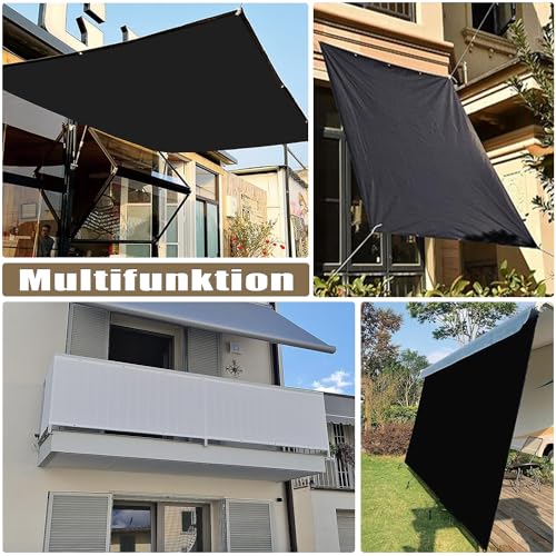MENGH Stoff für Sonnensegel,Balkonbespannung mit ösen,Wasserdicht markisenstoff,Terrasse überdachung Balkon Zaunblende SichtschutzDeko für Balkongeländer, Terrasse & Garten Khaki 1.6x3.6m – Bild 2