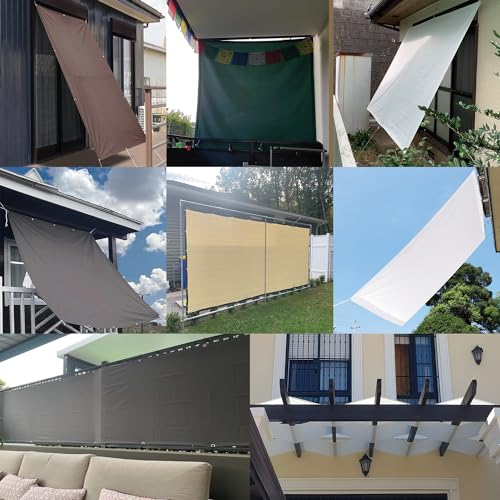 MENGH Stoff für Sonnensegel,Balkonbespannung mit ösen,Wasserdicht markisenstoff,Terrasse überdachung Balkon Zaunblende SichtschutzDeko für Balkongeländer, Terrasse & Garten Khaki 1.6x3.6m – Bild 7