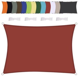 Sonnensegel Wasserdicht Rechteck 3x4m Wetterschutz Sonnenschutz PES Polyester mit UV Schutz für Terrasse Balkon Garten-Rot