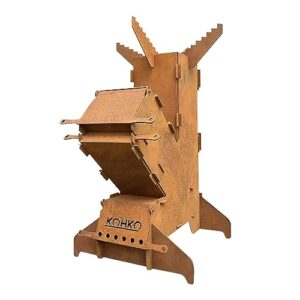 Köhko® Raketenofen L Rocket Stove Campingofen aus 3 mm Cortenstahl Outdoor für BBQ grill Camping multifunktionale Küche für Draußen