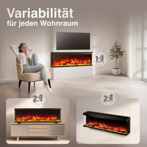 Alternative view of KAMINIO Elektrokamin LEA - Elektrischer 3-in-1 Kamin mit Panoramaview, Heizung, 3D-Flammeneffekt, 12 Flammenfarben, Fernbedienung (60 Zoll)