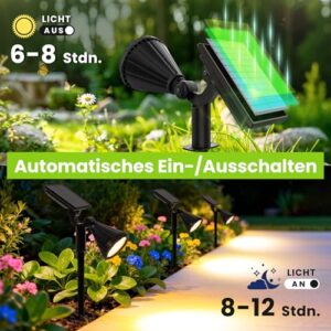 Alternative view of Solpex Solarlampen für Außen, 6 Stück 25 LEDs Solarleuchten für Außen, IP65 Wasserdicht Warmweiß Solar Gartenleuchten für Außen, 3 Helligkeit Solar Strahler Aussen für Garten, Weg, Terrasse