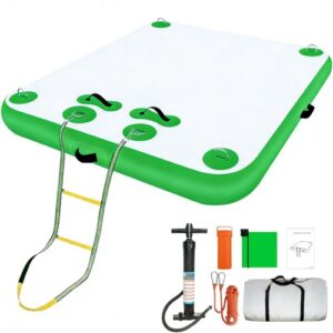 Aufblasbare Dockplattform, Schwimmplattform, schwimmender Steg für Seen Vielseitig einsetzbare Wasserinsel mit tragbarer Tragetasche für Flüsse, Küsten und Schwimmbäder,Grün,4.9x5.9ft