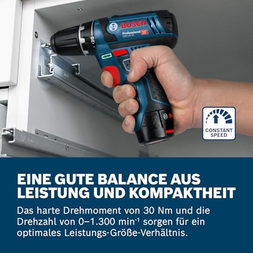 Bosch Professional 12V System Akku Bohrschrauber GSR 12V-15 (inkl. 2x 2.0Ah Akku, Ladegerät GAL 12V-20, 10-tlg.-Zubehör-Set, Handwerkoffer) – Bild 3