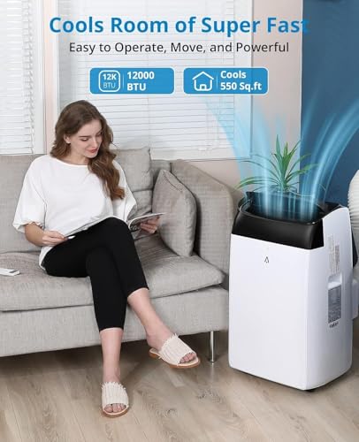 Mobile klimaanlage,12000 BTU Mobiles Klimagerät mit Abluftschlauch 4 in-1 Mobile Klimaanlage Silent <52 dB Fernbedienung | Fenster-Installationsset |24h-Timer Ideal für Haus/BüRo – Bild 2