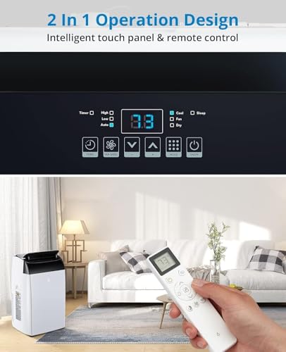Mobile klimaanlage,12000 BTU Mobiles Klimagerät mit Abluftschlauch 4 in-1 Mobile Klimaanlage Silent <52 dB Fernbedienung | Fenster-Installationsset |24h-Timer Ideal für Haus/BüRo – Bild 3
