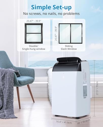 Mobile klimaanlage,12000 BTU Mobiles Klimagerät mit Abluftschlauch 4 in-1 Mobile Klimaanlage Silent <52 dB Fernbedienung | Fenster-Installationsset |24h-Timer Ideal für Haus/BüRo – Bild 6