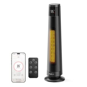 Heizlüfter Energiesparend, 2000W PTC Keramik Heizlüfter, 36dB Leise, Thermostat, 70° Oszillation, 12H Timer, Überhitzungs-Kippschutz, Elektroheizung für Innenräume, 74cm, Schwarz, 1 Pack 3 Modi