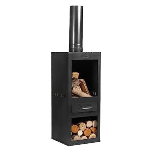 CookKing Terrassenofen Rosa | Stahl Schwarz 40x40x150 cm | Gartenofen & Outdoor Ofen