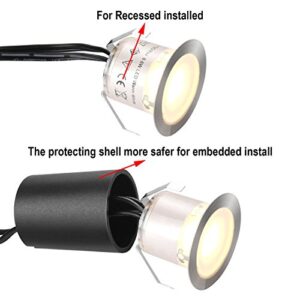 Alternative view of SMY 16er Set 12V Terrassen Einbaustrahler Warmweiß, 0,6W Ø32mm LED Bodeneinbaustrahler IP67 Wasserdicht für Innen Aussen Küche Garten Holzbrücke Holzdeck Gehweg 2800K(Mit EU-Stecker)