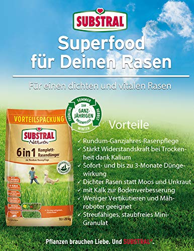 Substral Naturen 6in1 Komplett Rasendünger, 20 kg für 270 m² - mit Sofort und Langzeitwirkung mit Extra Kalk und Kalium – Bild 7