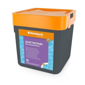 Steinbach Poolpflege Quattrotabs 200 g langsamlöslich - 0752605TV00-5 kg - 4-in-1 Chlortabletten mit Flockungsmittel - pH-Stabilisator & Algenverhütung - Multifunktionstabletten