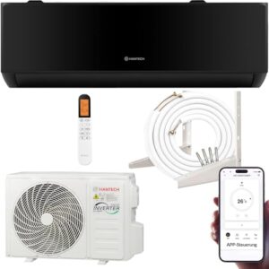 Split Klimaanlage 9000 BTU (bis 30m²) HANTECH H-PRO Heiz-&Kühlfunktion, Luftfilter, WIFI, Montagematerial schwarz