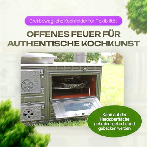 Giesty® Outdoor-Küchenofen Terrassenofen, Holzofen mit Holz und Holzkohle, Garten-Kamin, Outdoor-Küchenherd, Kuzine Soba (Gusseiserne Tür 2 Rohre) – Bild 6