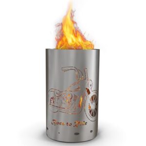 Alternative view of TiKo-Design® Feuertonne „Born to Ride“ mit Chopper-Motiv – Massive Stahl-Feuerstelle für echte Biker, hart im Look, stark im Feuer, perfekt für Garage, Garten & Bikertreffen