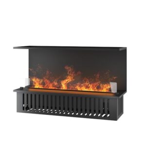 Inside C1200 Wasserdampfkamin mit mehrfarbiger Flamme, 3D-Effekt und App-Steuerung, Tank 2,4 l – 120 cm, Autorefill
