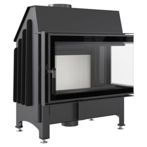 KRATKI Kamineinsatz ZIBI Deco Rechts 11kW - Kaminkassette - Holzkamin - 2.BImSchV 15a B-Vg - Lufteinlass 125mm - Cremefarbe Kaminverkleidung - modern Deco-Verglasung - Hersteller KRATKI