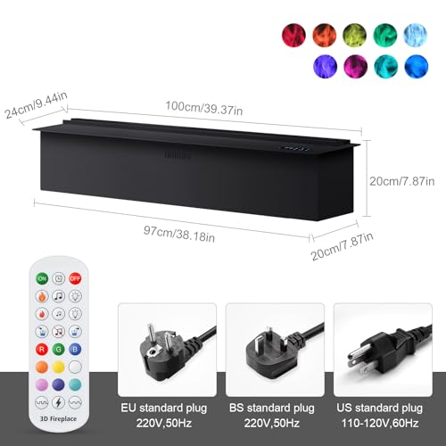 Mexhom Wasserdampf-Kamin, Fernbedienung intelligentes elektrisches Feuer, mehrere Farben elektrischer Kamin, 100cm – Bild 4