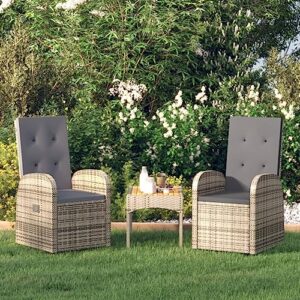 Alternative view of vidaXL 2X Garten Liegestuhl mit Auflagen Gartensessel Gartenstuhl Sessel Stuhl Liegesessel Gartenmöbel Rattanmöbel Poly Rattan Grau