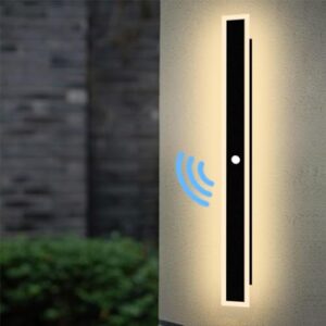ANKBOY Außenwandleuchten mit Bewegungsmelder, LED Wandleuchte Aussen Wasserdicht IP65 Villa Wandlampe Lange, Anthrazit Metall Modern Aussenlampe Naturweiß 4500K für Gärten Garage (150cm)
