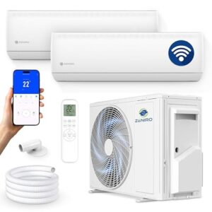 ZENIRO Klimaanlage Multisplit 2 Innengeräte Set (2 x 3,5kW) Klimagerät Air Conditioner mit Heizfunktion 18000 BTU 5,3kW A WiFi/App-Steuerung 4D AirFlow Heizen bis -20°C Vorgefüllt R32