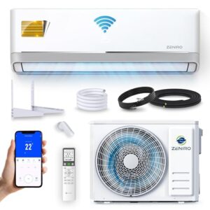 ZENIRO Split Klimaanlage Klimagerät Set Air Conditioner mit Heizfunktion 24000 BTU 7,2kW A WiFi/App-Steuerung 4D AirFlow Auto Reinigung inkl. Montagematerial Vorgefüllt R32