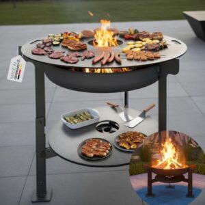 Terma Feuerschale mit Feuerplatte 100cm -Der Neue Grill Trend- Plancha Grillplatte feuertonne mit grillplatte holzkohlegrill komplett grilltonne grillring feuerkorb
