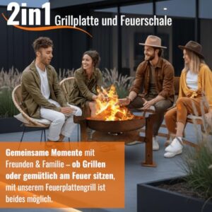Alternative view of Terma Feuerschale mit Feuerplatte 100cm -Der Neue Grill Trend- Plancha Grillplatte feuertonne mit grillplatte holzkohlegrill komplett grilltonne grillring feuerkorb