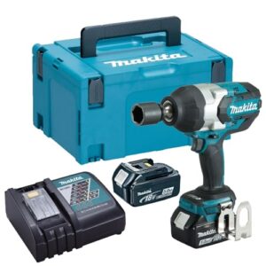 Makita DTW1001RTJ Akku Schlagschrauber 18 V, Ladegerät im Makpac, Schwarz, Blau, mit 2x Akku 5,0 Ah