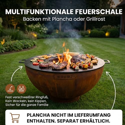 MOODZ Feuerstelle Dome – Hochwertige Feuerschale 60 cm aus 3mm Cortenstahl – Robuste Gartenfeuerstelle für Draußen – Witterungsbeständig & Langlebig – Design Outdoor Feuerkorb – Bild 5
