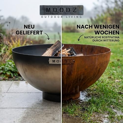 MOODZ Feuerstelle Dome – Hochwertige Feuerschale 60 cm aus 3mm Cortenstahl – Robuste Gartenfeuerstelle für Draußen – Witterungsbeständig & Langlebig – Design Outdoor Feuerkorb – Bild 6