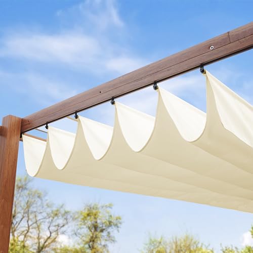 PRIMEYARD Pergola 3x3 m Terrassenüberdachung mit Schiebedach Stahlrahmen in Holzoptik – Bild 6