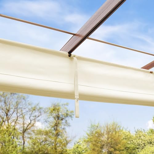 PRIMEYARD Pergola 3x3 m Terrassenüberdachung mit Schiebedach Stahlrahmen in Holzoptik – Bild 7