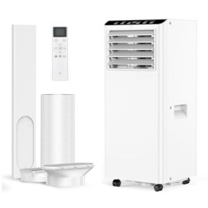 GarveeMore 7000 BTU Mobile Klimaanlage, KüHlen, Entfeuchten, 2 Stufen LüFter, Leiser Schlafmodus Fensterabdichtung & Abluftschlauch, Ideal für Haus/BüRo