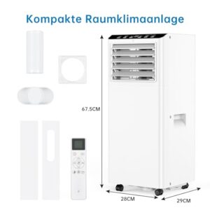 Alternative view of GarveeMore 7000 BTU Mobile Klimaanlage, KüHlen, Entfeuchten, 2 Stufen LüFter, Leiser Schlafmodus Fensterabdichtung & Abluftschlauch, Ideal für Haus/BüRo