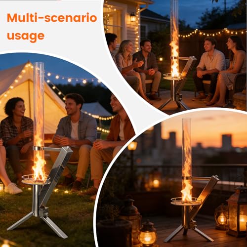 Pelletheizung 50 Zoll Terrassenheizungen für den Außenbereich Edelstahl Holzpellet Terrassenstrahler Moderne Flammenbeobachtung Erlebnis Pellet Feuerstelle für Innenhöfe, Terrassen, Camping – Bild 6
