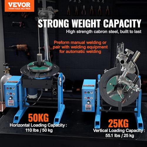 VEVOR Schweißdrehtisch 120 W Schweißpositionierer 0,5–6U/min Manipulator 25 kg(Horizontal)/50 kg(vertikal) Drehtisch 0–90° Neigungswinkel KD200-Dreibackenfutter zum Schneiden, Schleifen, Montieren – Bild 2