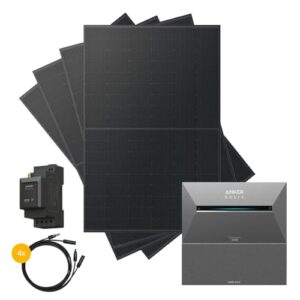Kleines Kraftwerk 2000W Balkonkraftwerk ohne Halterung (bifazial) inkl. Anker Solarbank 3 Zusatzbatterie |Solaranlage mit Speicher 800W komplett Steckdose | Balkon Kraftwerk Komplettset|4x 500Wp