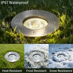 Alternative view of JNR 4er Set Bodenstrahler Außen GU10 IP67 Wasserdicht mit LED 5W 3000K Warmweiß, Bodeneinbaustrahler Aussen 230V Bodenleuchten Außen, Silber