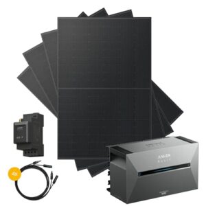 Kleines Kraftwerk 2000W Balkonkraftwerk ohne Halterung inkl. Anker Solarbank 3 Pro | Balkon Kraftwerk mit Speicher 800W komplett Steckdose | Solaranlage Komplettset | 4x500Wp bifaziale Solarmodule