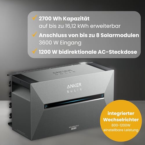 Kleines Kraftwerk 2000W Balkonkraftwerk ohne Halterung inkl. Anker Solarbank 3 Pro | Balkon Kraftwerk mit Speicher 800W komplett Steckdose | Solaranlage Komplettset | 4x500Wp bifaziale Solarmodule – Bild 3