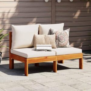 Alternative view of vidaXL Gartensofa ohne Armlehne 2-Sitzer, Gartensessel mit Kissen, Modular Loungesofa für Garten Terrasse, Sofa Garnitur Gartenmöbel, Massivholz Akazie