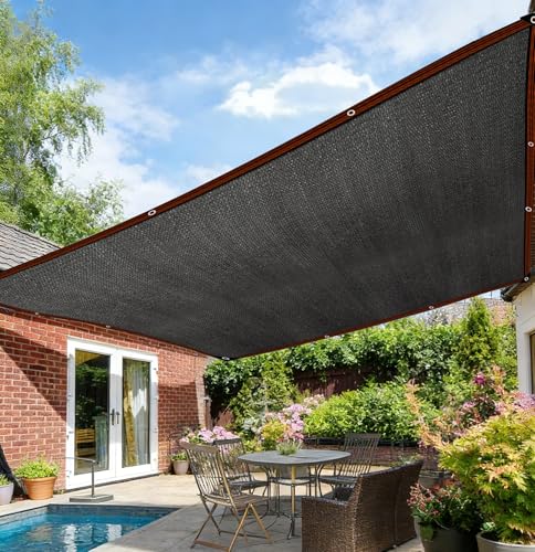 Sonnensegel Rechteckig 6X6M Schattiernetz mit Ösen Wasserdicht UV-Beständig schwarz, Ideal als Terrassendach Balkon-Schattenspender und Pflanzenschutz