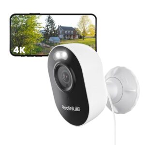 Reolink 4K Wi-Fi 6 Überwachungskamera Aussen mit 2,4/5GHz Dual-Band Wi-Fi, Farb-Nachtsicht, Plug-In WLAN Kamera Outdoor mit 24/7-Aufzeichnung, Intelligente Erkennung, Sirene, Wetterfest, Lumus Pro