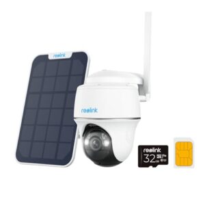 Reolink 3G/4G LTE Überwachungskamera mit SIM-Karte, 5MP 355°/140° PTZ Solar Kamera Outdoor, Farbnachtsicht, Personen/Tiererkennung, Alarmfilterung, Standalone, Go PT Plus Solarpanel 32GB microSD